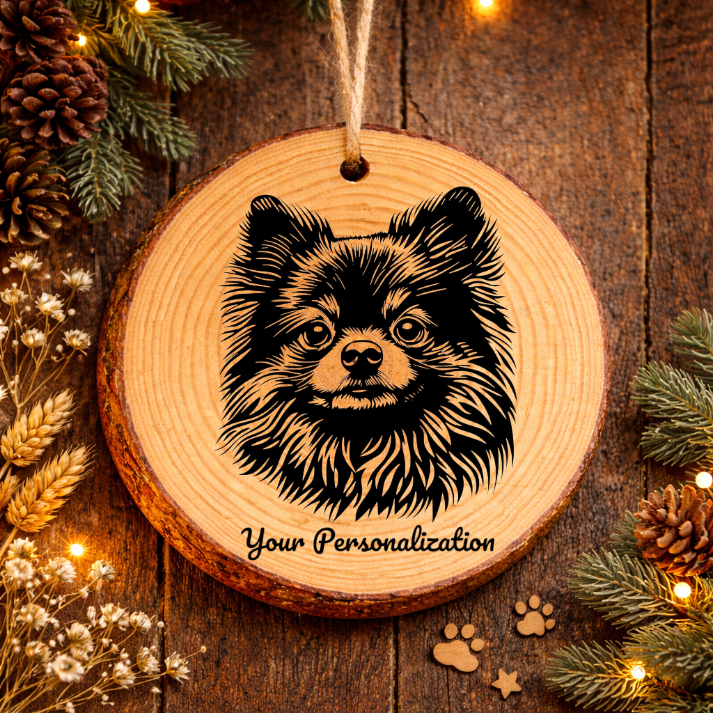Pomeranian Dog Ornament – Rustic Wooden Keepsake