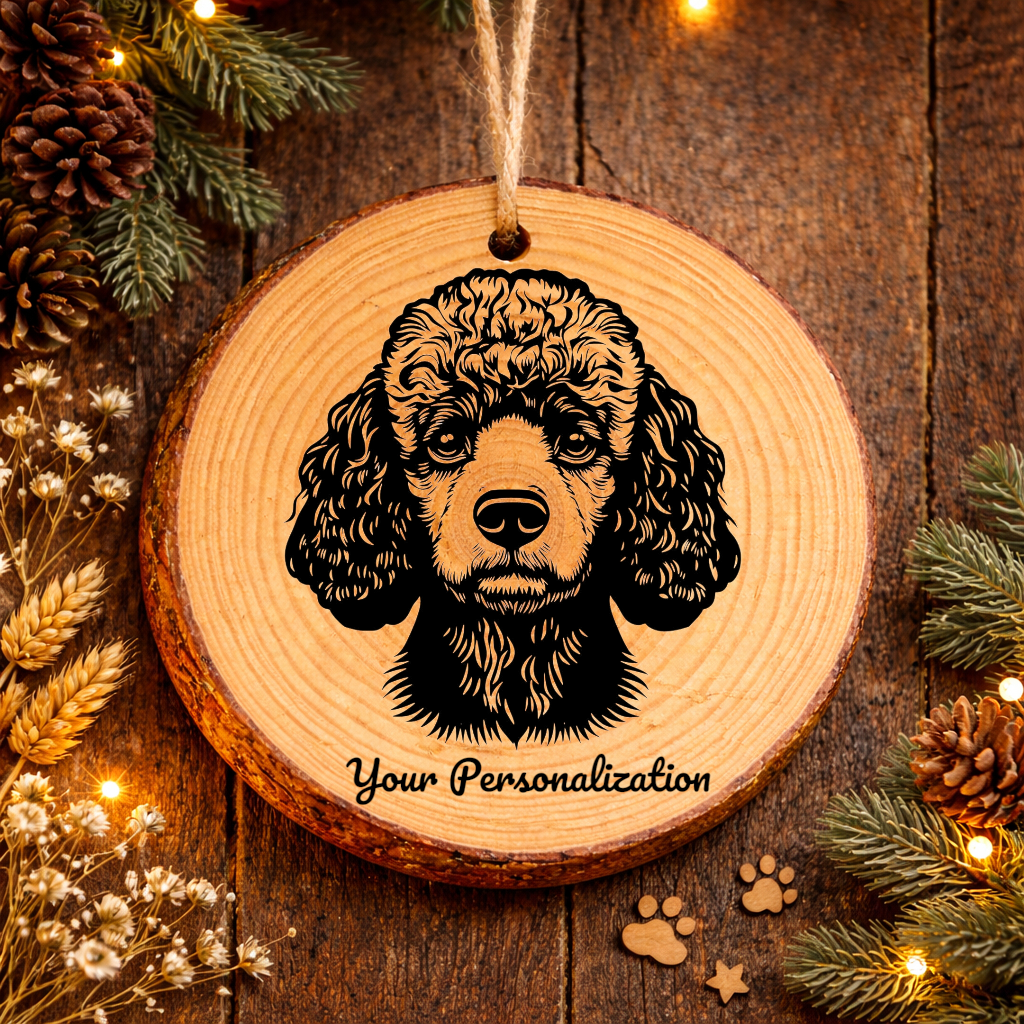 Poodle Dog Ornament – Rustic Wooden Keepsake