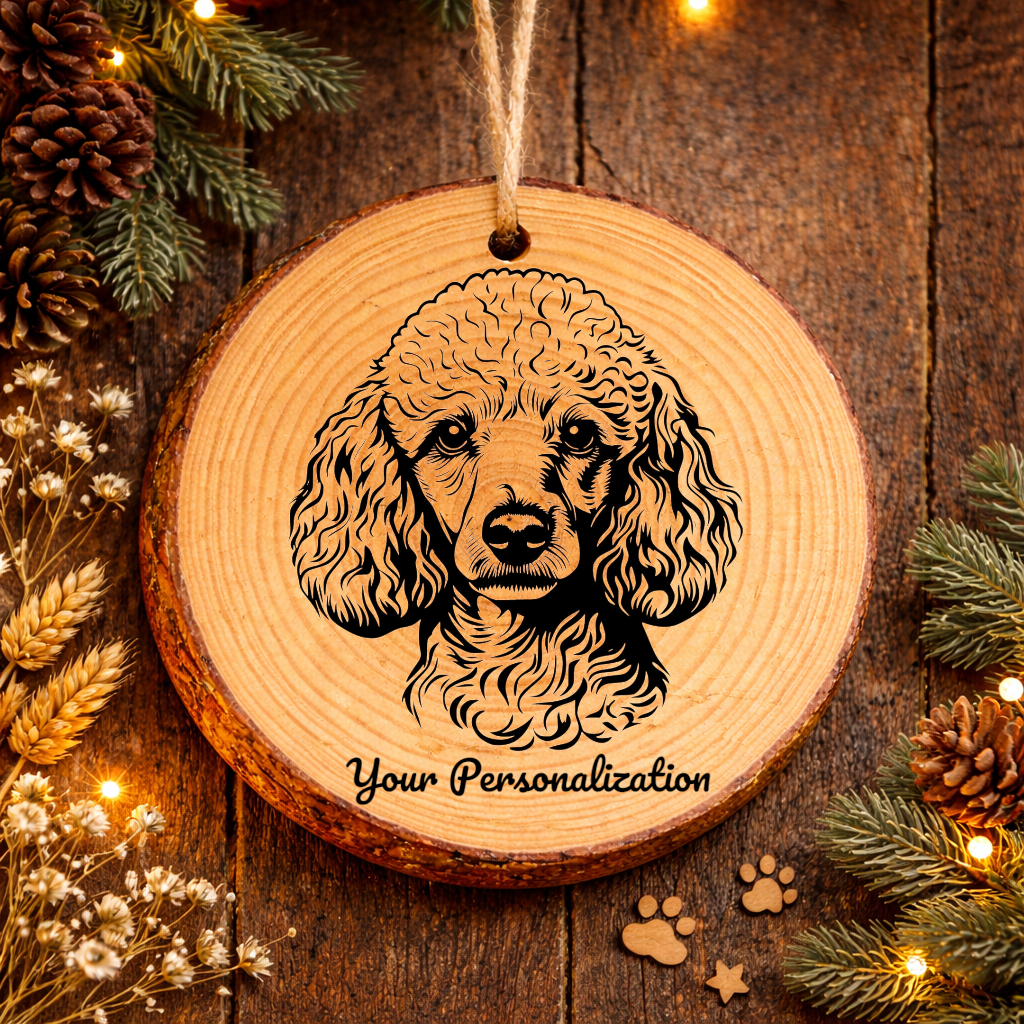 Poodle Dog Ornament – Rustic Wooden Keepsake