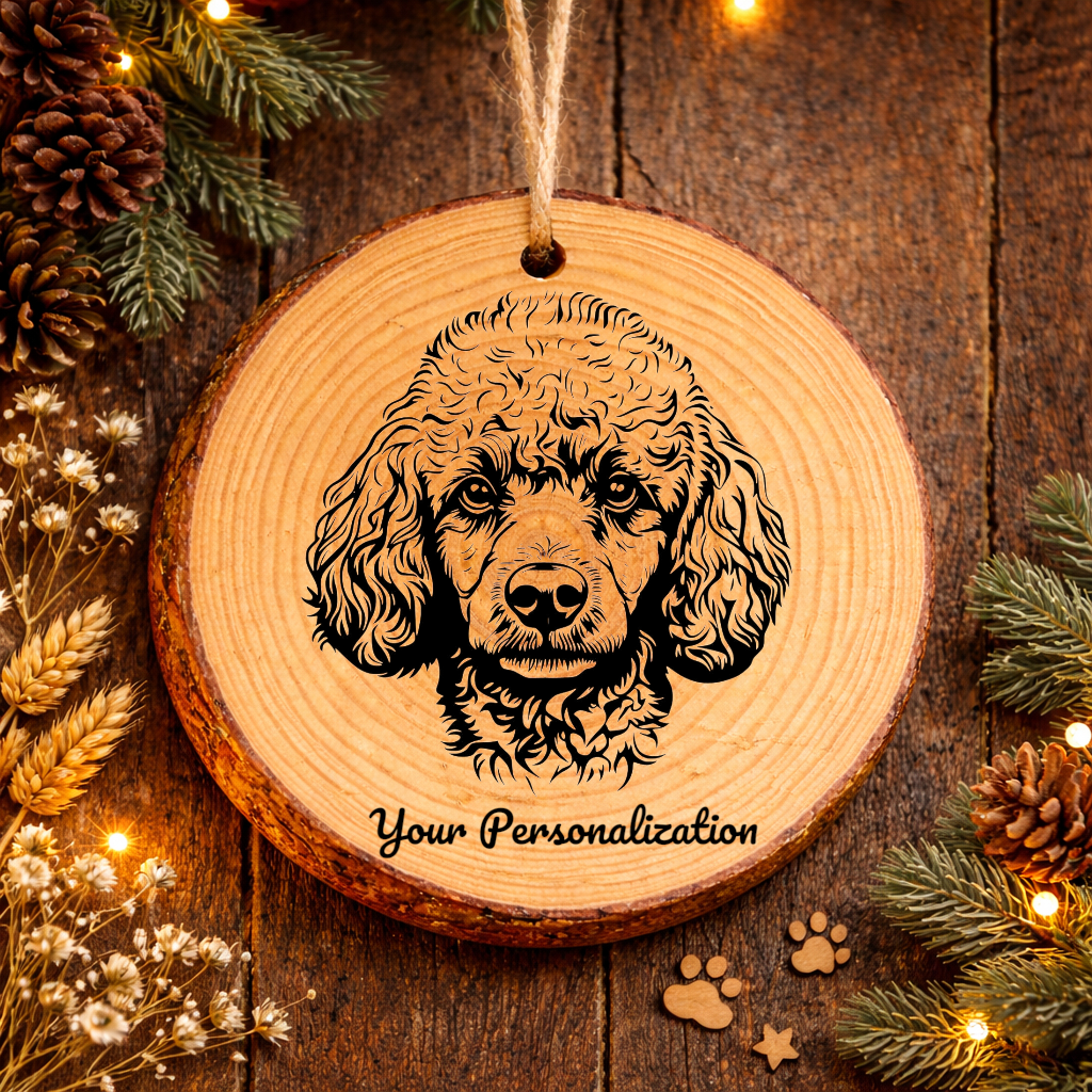 Poodle Dog Ornament – Rustic Wooden Keepsake