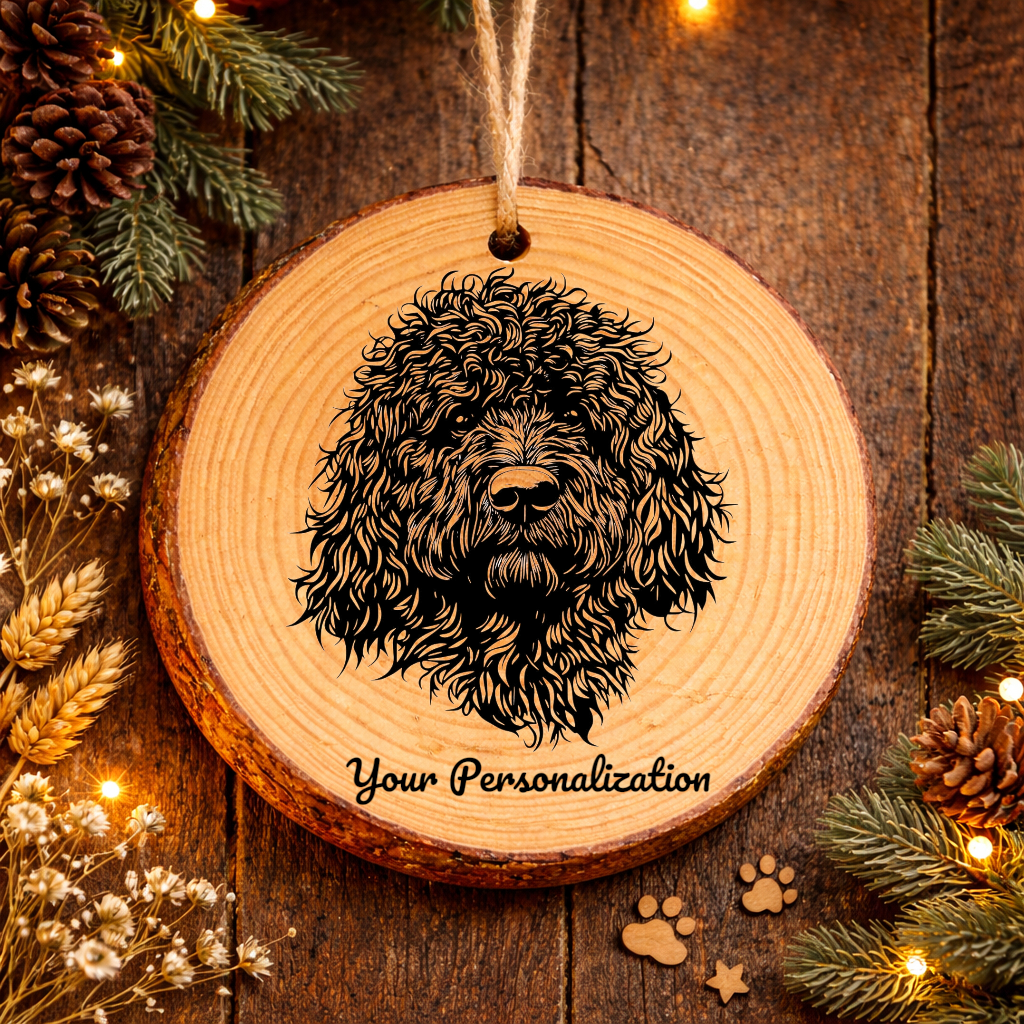 Puli Dog Ornament – Rustic Wooden Keepsake
