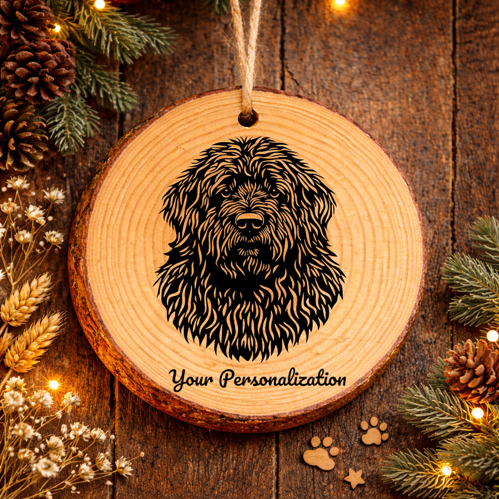 Puli Dog Ornament – Rustic Wooden Keepsake