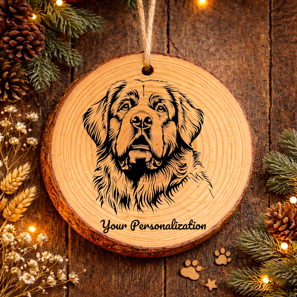 Pyrenean Mastiff Dog Ornament – Rustic Wooden Keepsake