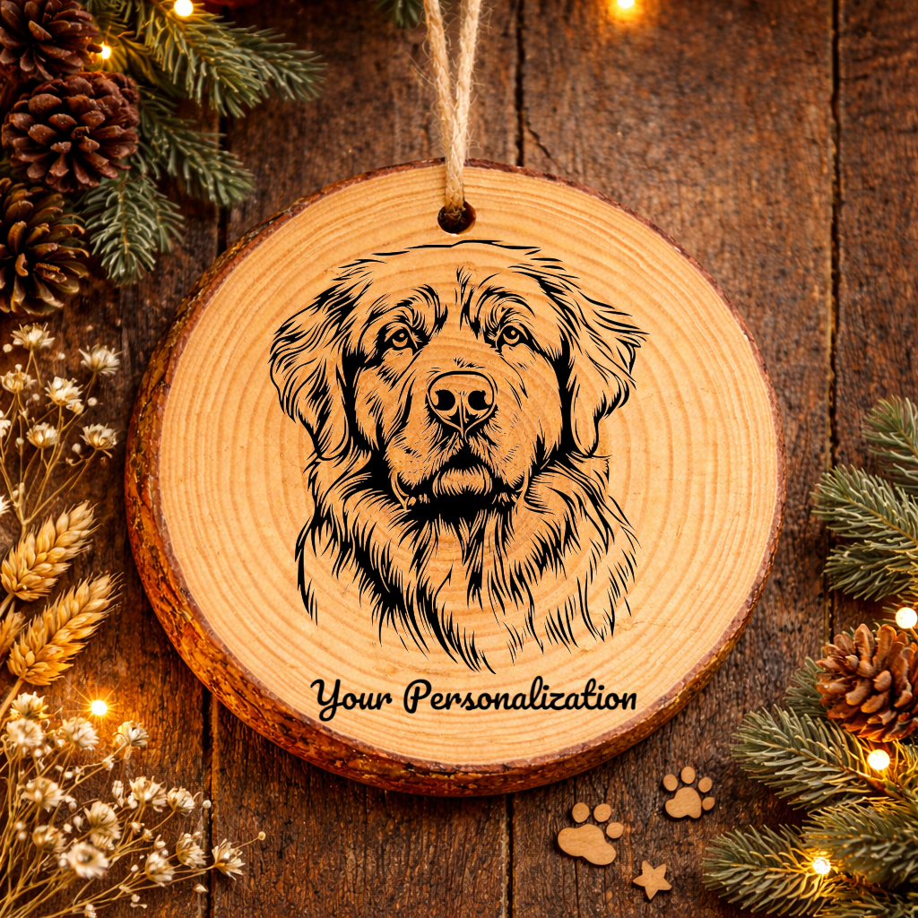 Pyrenean Mastiff Dog Ornament – Rustic Wooden Keepsake