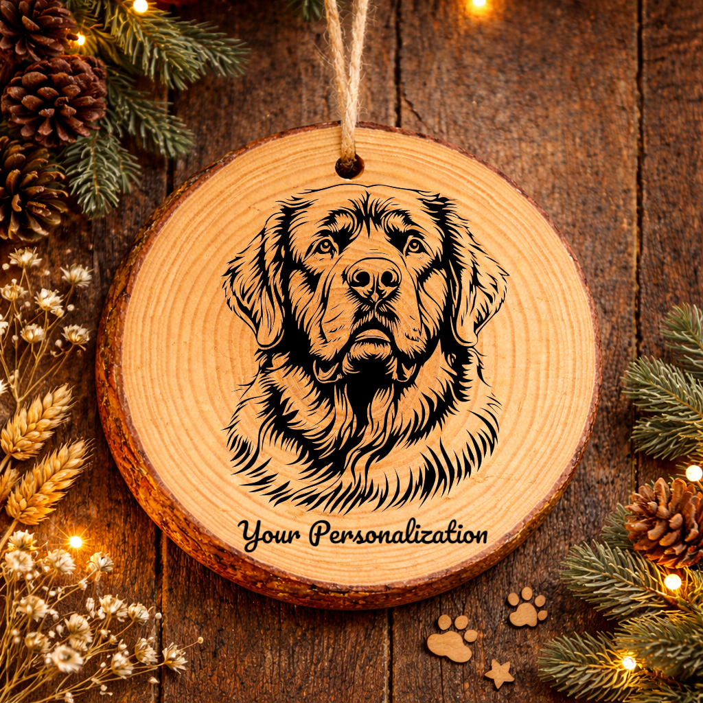 Pyrenean Mastiff Dog Ornament – Rustic Wooden Keepsake