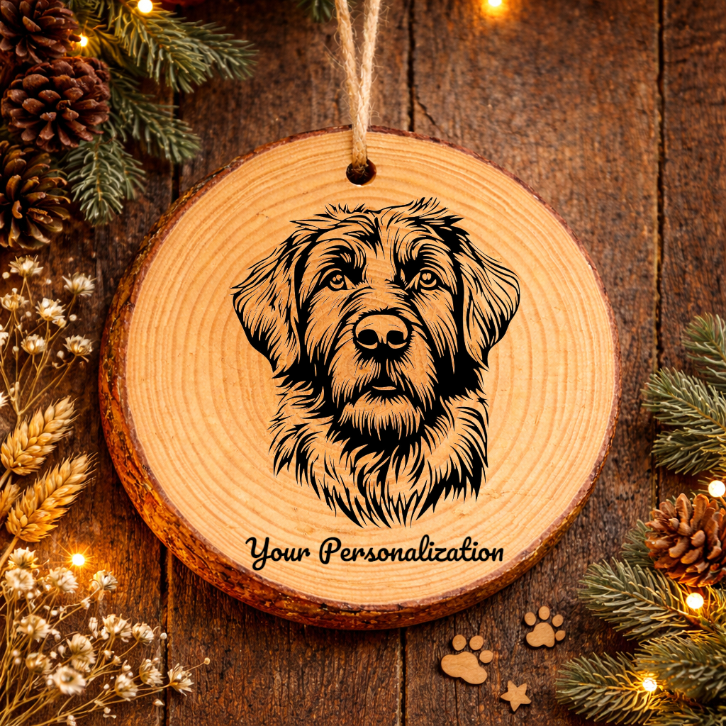 Pyrenean Shepherd Dog Ornament – Rustic Wooden Keepsake