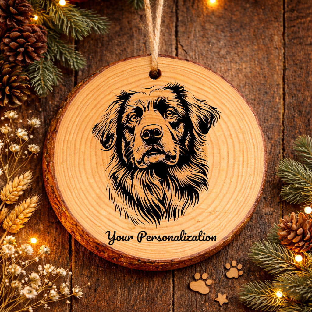 Pyrenean Shepherd Dog Ornament – Rustic Wooden Keepsake