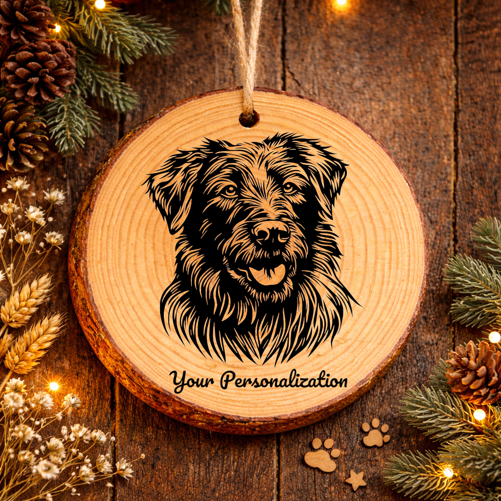 Pyrenean Shepherd Dog Ornament – Rustic Wooden Keepsake