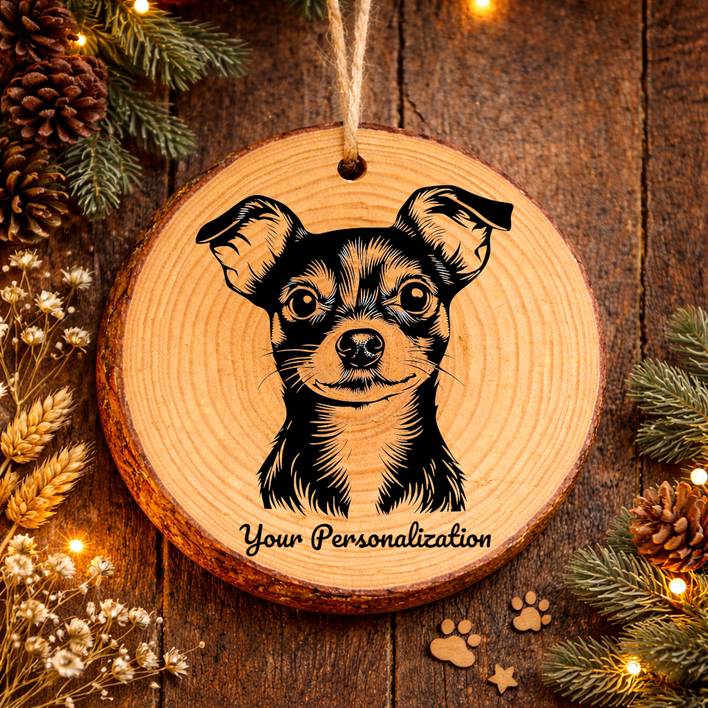 Rat Terrier Dog Ornament – Rustic Wooden Keepsake
