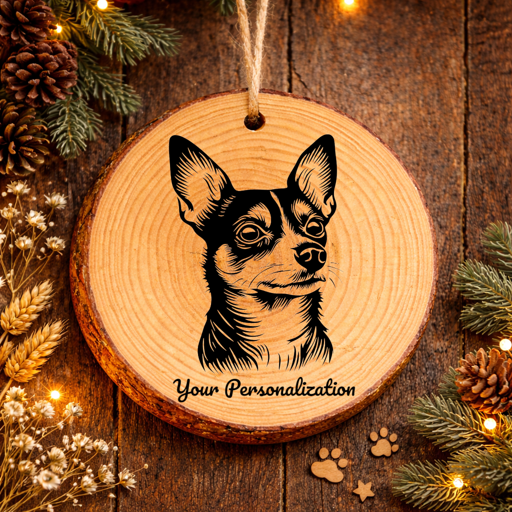 Rat Terrier Dog Ornament – Rustic Wooden Keepsake