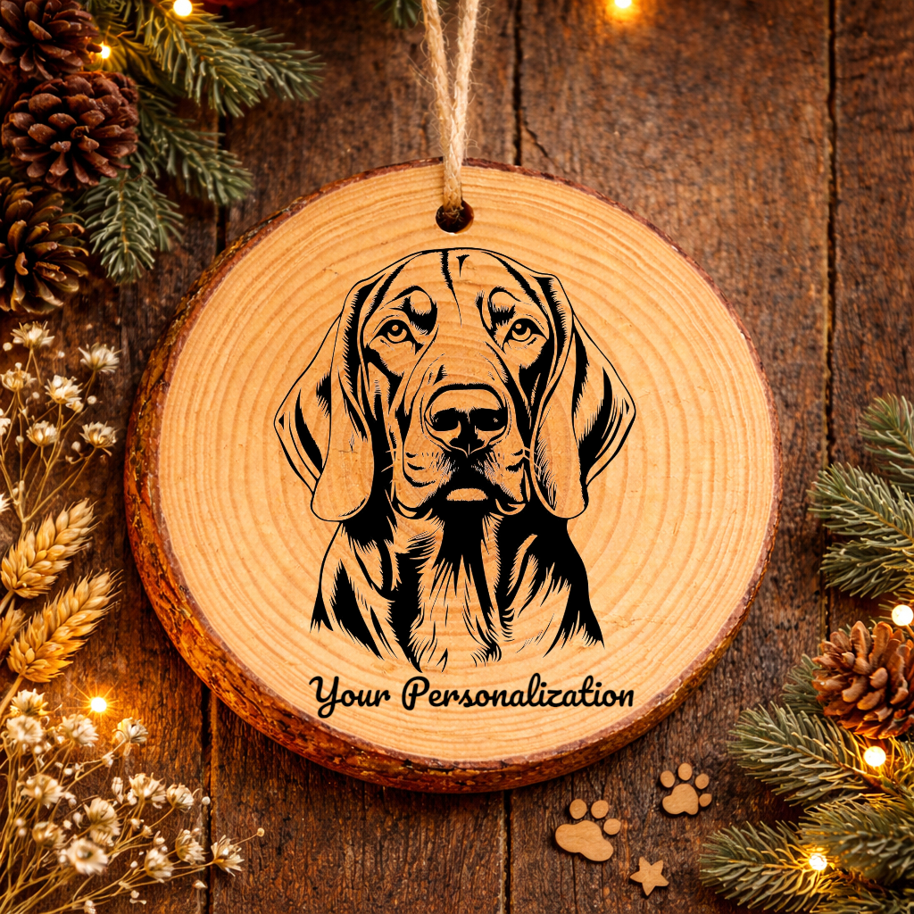 Redbone Coonhound Dog Ornament – Rustic Wooden Keepsake