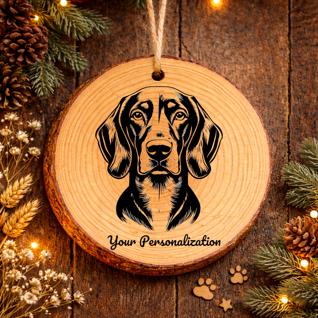 Redbone Coonhound Dog Ornament – Rustic Wooden Keepsake