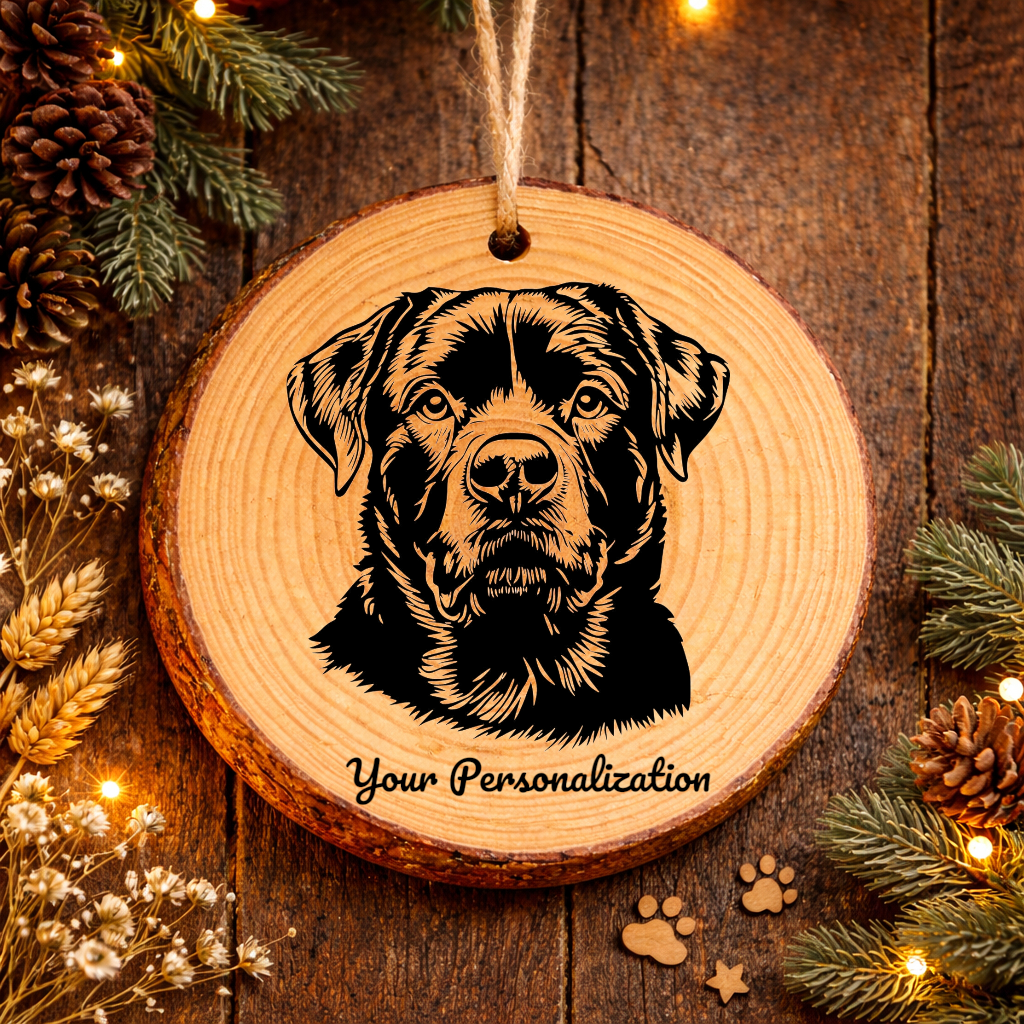 Rottweiler Dog Ornament – Rustic Wooden Keepsake