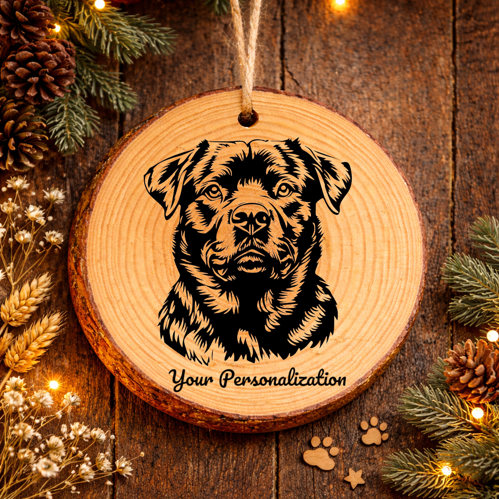 Rottweiler Dog Ornament – Rustic Wooden Keepsake