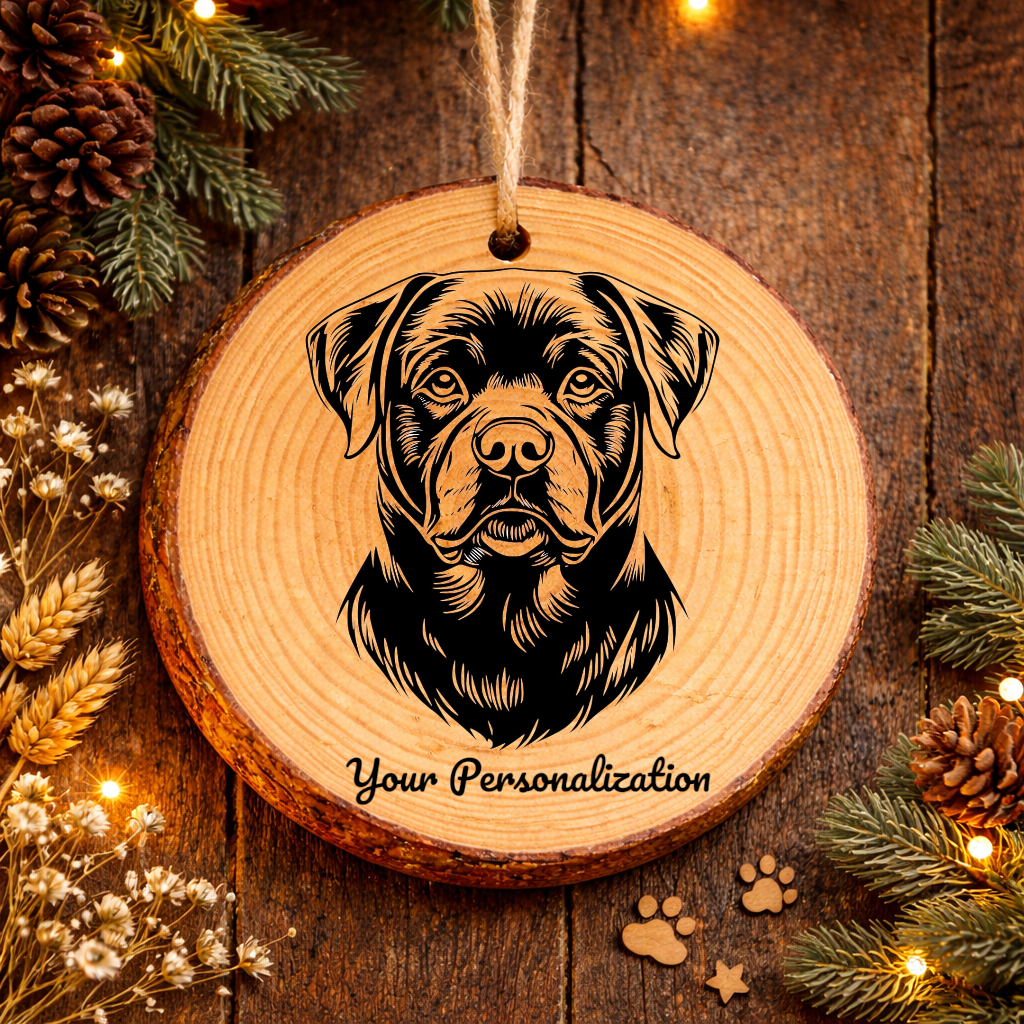Rottweiler Dog Ornament – Rustic Wooden Keepsake