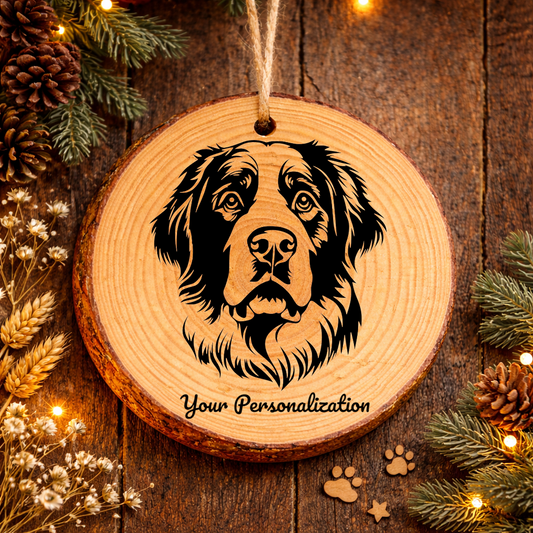 Saint Bernard Dog Ornament – Rustic Wooden Keepsake