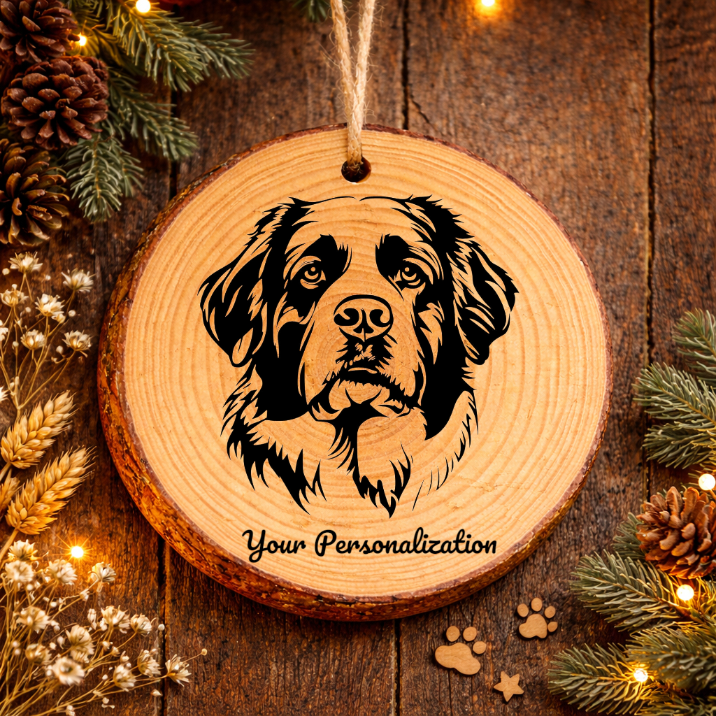 Saint Bernard Dog Ornament – Rustic Wooden Keepsake