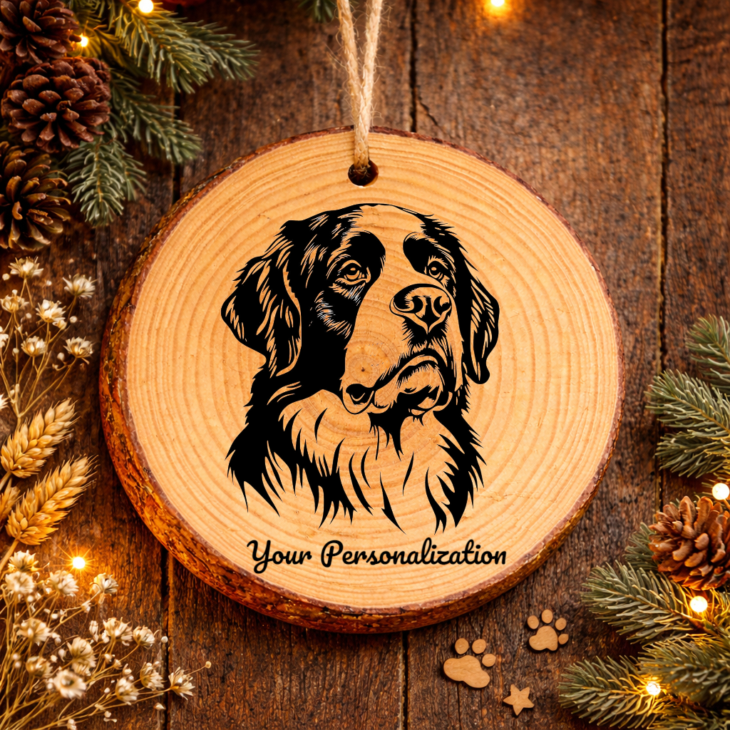 Saint Bernard Dog Ornament – Rustic Wooden Keepsake
