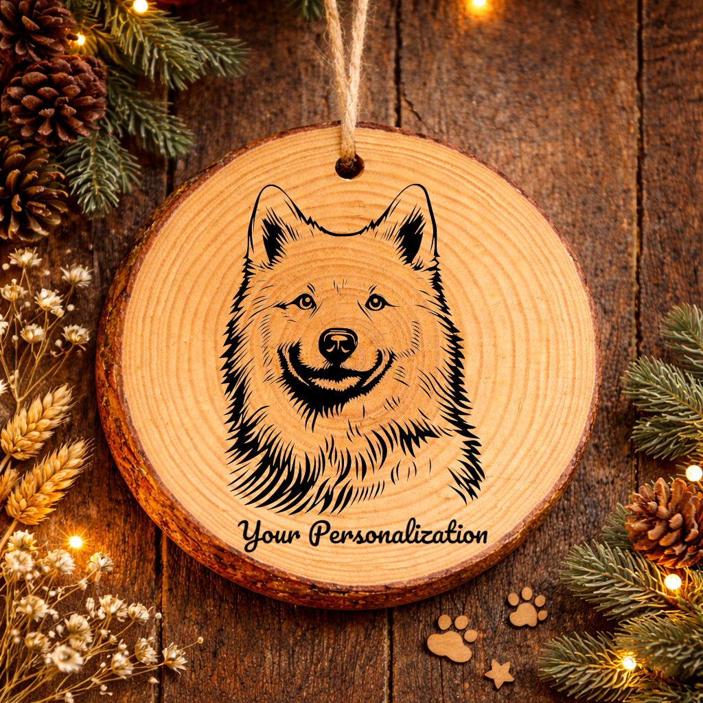 Samoyed Dog Ornament – Rustic Wooden Keepsake