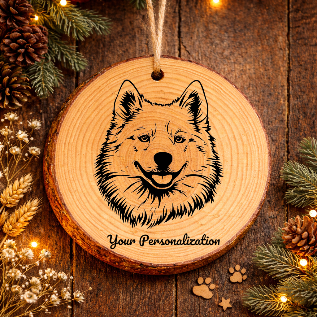 Samoyed Dog Ornament – Rustic Wooden Keepsake