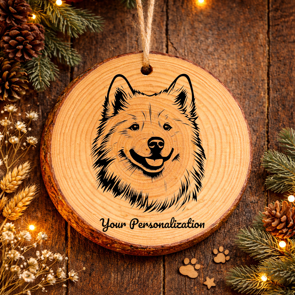 Samoyed Dog Ornament – Rustic Wooden Keepsake