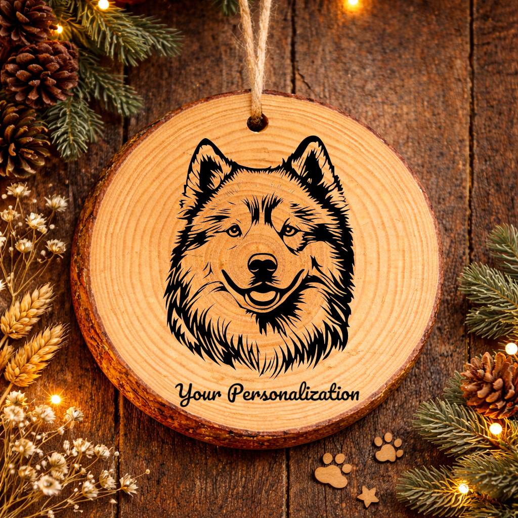 Samoyed Dog Ornament – Rustic Wooden Keepsake
