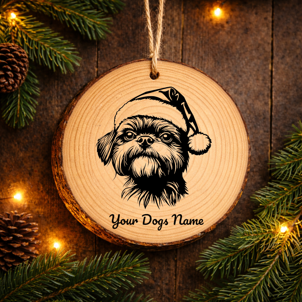 Affenpinscher Santa Hat Dog Rustic Pine Christmas Ornament