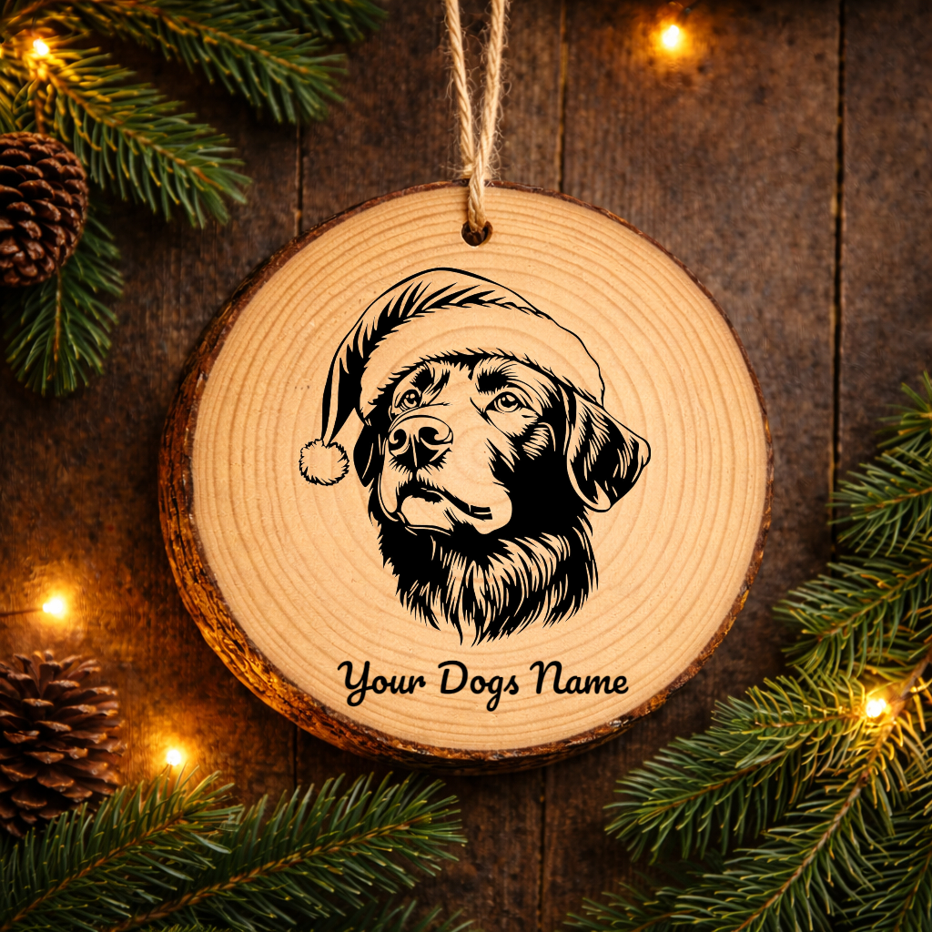 Akbash Santa Hat Dog Rustic Pine Christmas Ornament