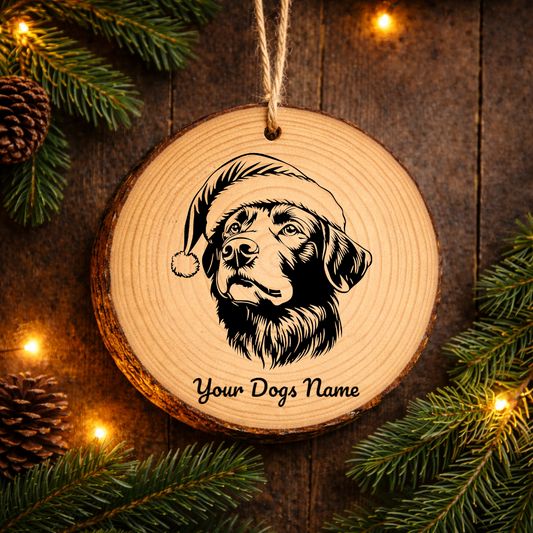Akbash Santa Hat Dog Rustic Pine Christmas Ornament