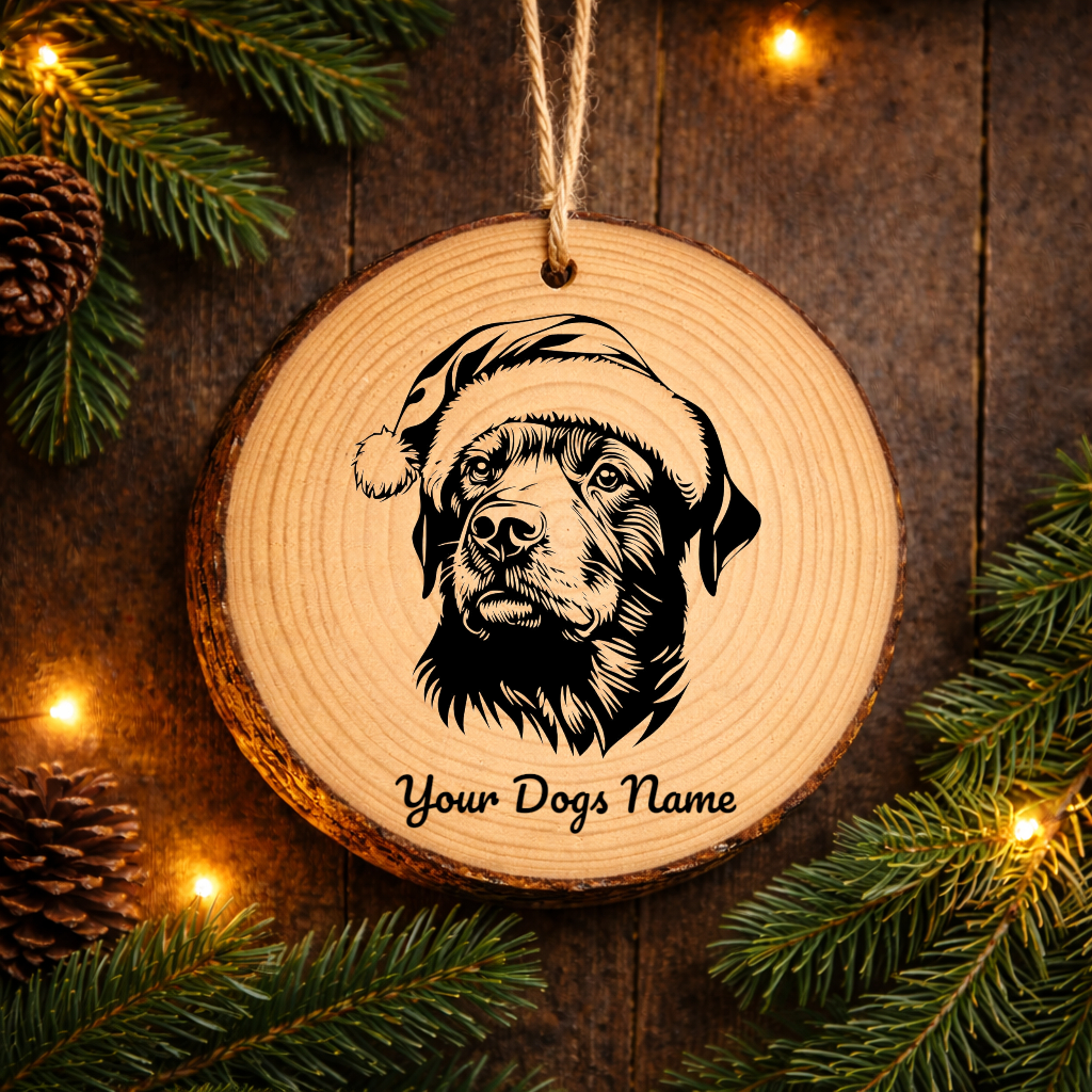 Akbash Santa Hat Dog Rustic Pine Christmas Ornament