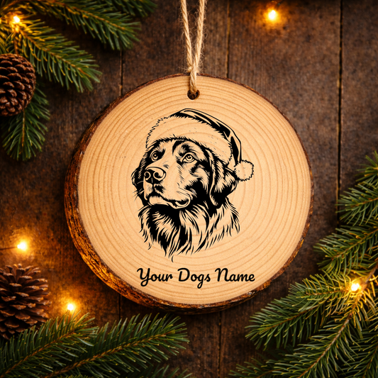Anatolian Shepherd Santa Hat Dog Santa Hat Dog Rustic Pine Christmas Ornament