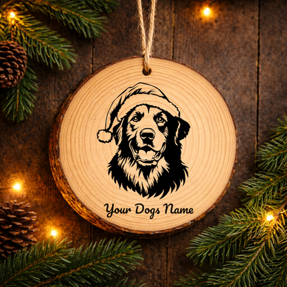 Anatolian Shepherd Santa Hat Dog Santa Hat Dog Rustic Pine Christmas Ornament