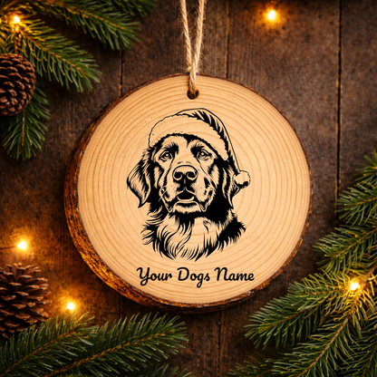 Anatolian Shepherd Santa Hat Dog Santa Hat Dog Rustic Pine Christmas Ornament