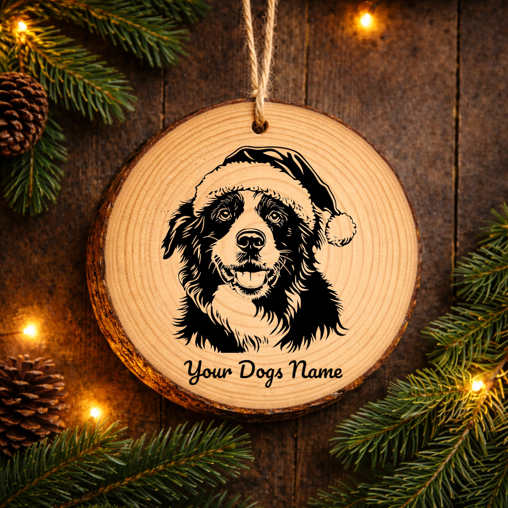 Appenzeller Sennenhund Santa Hat Dog Rustic Pine Christmas Ornament
