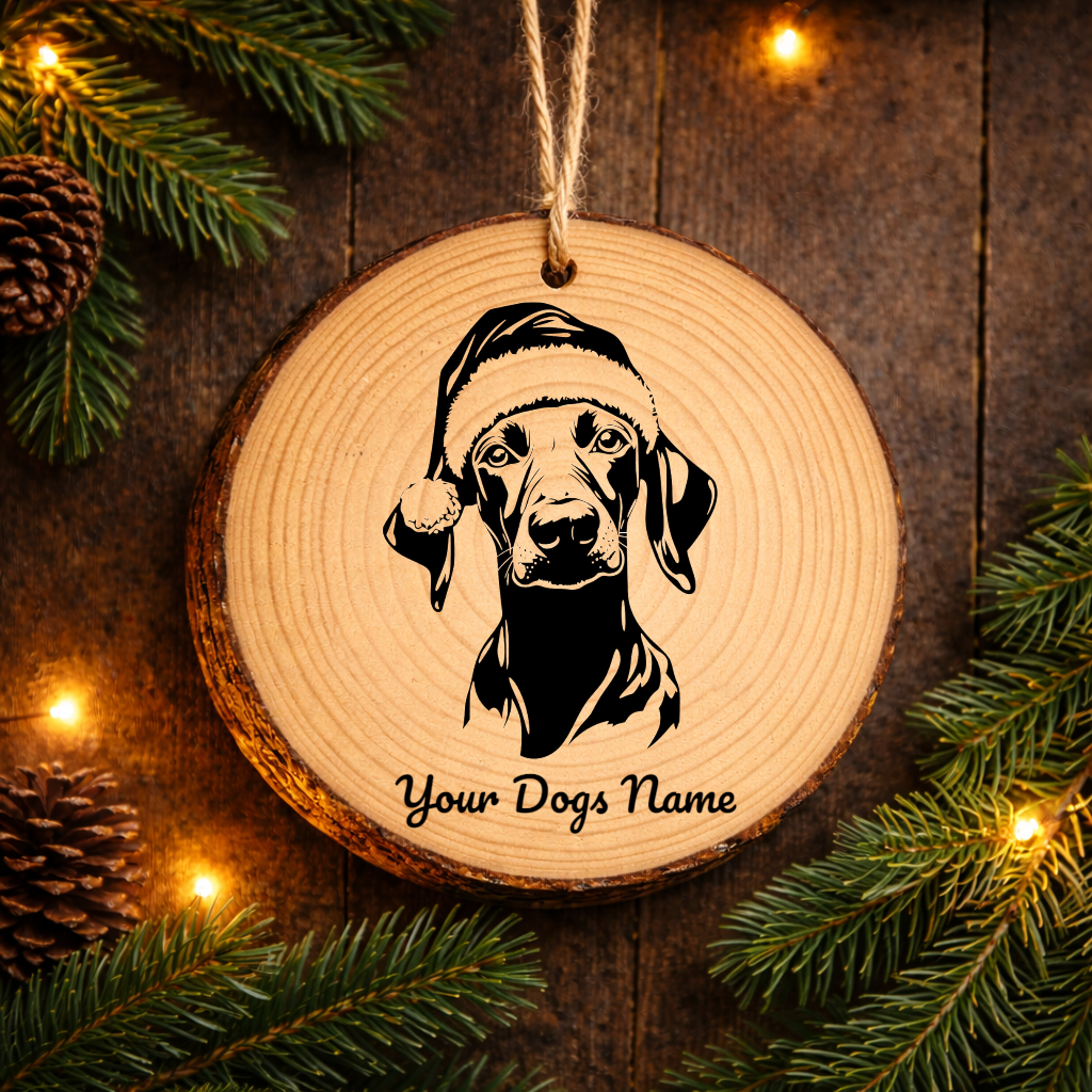 Azawakh Santa Hat Dog Rustic Pine Christmas Ornament