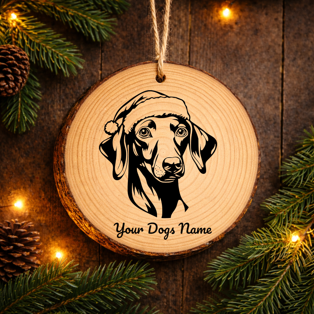 Azawakh Santa Hat Dog Rustic Pine Christmas Ornament