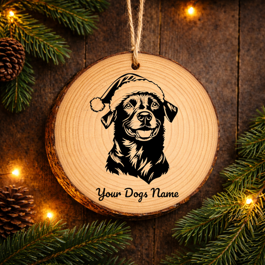Beauceron Santa Hat Dog Rustic Pine Christmas Ornament