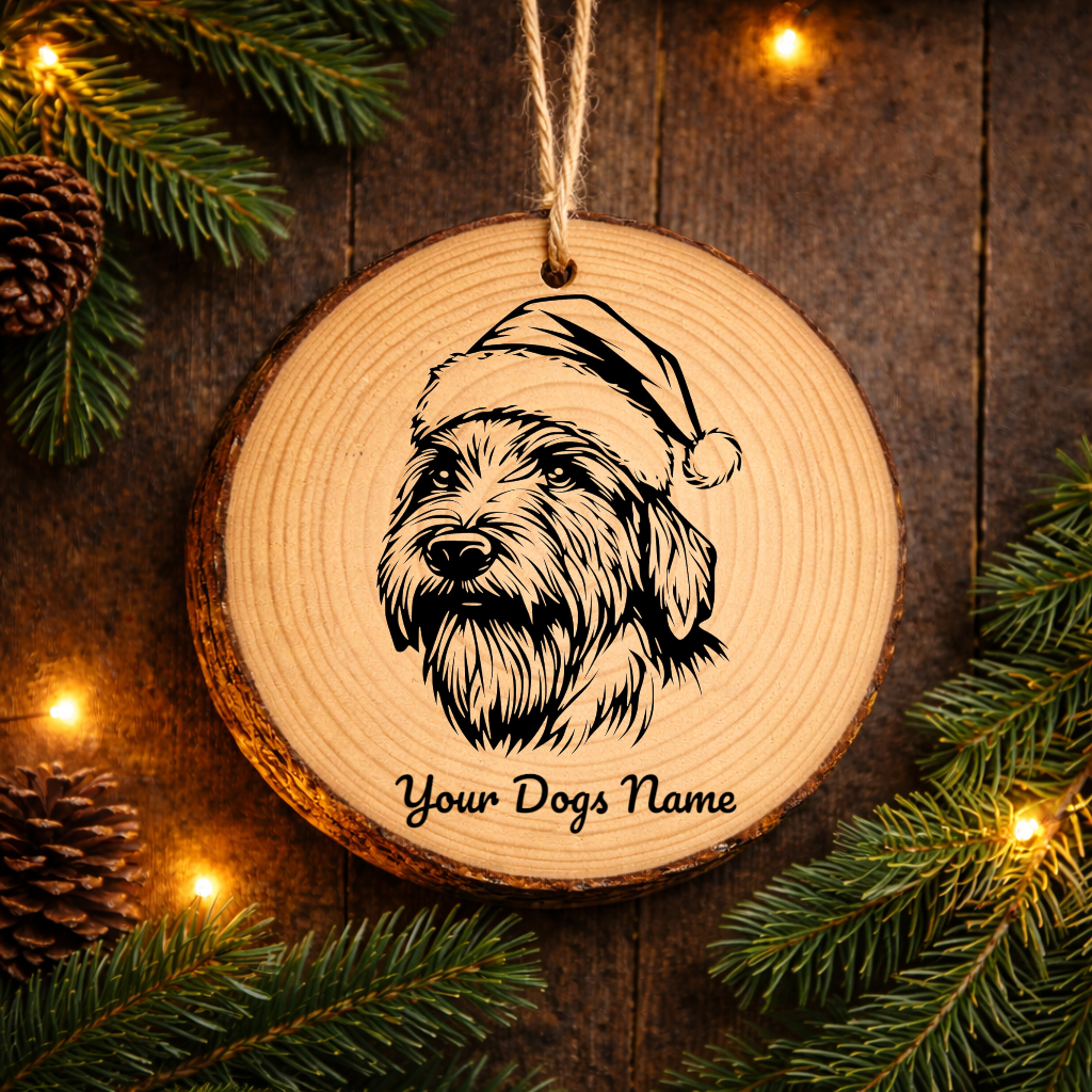 Berger Picard Santa Hat Dog Rustic Pine Christmas Ornament