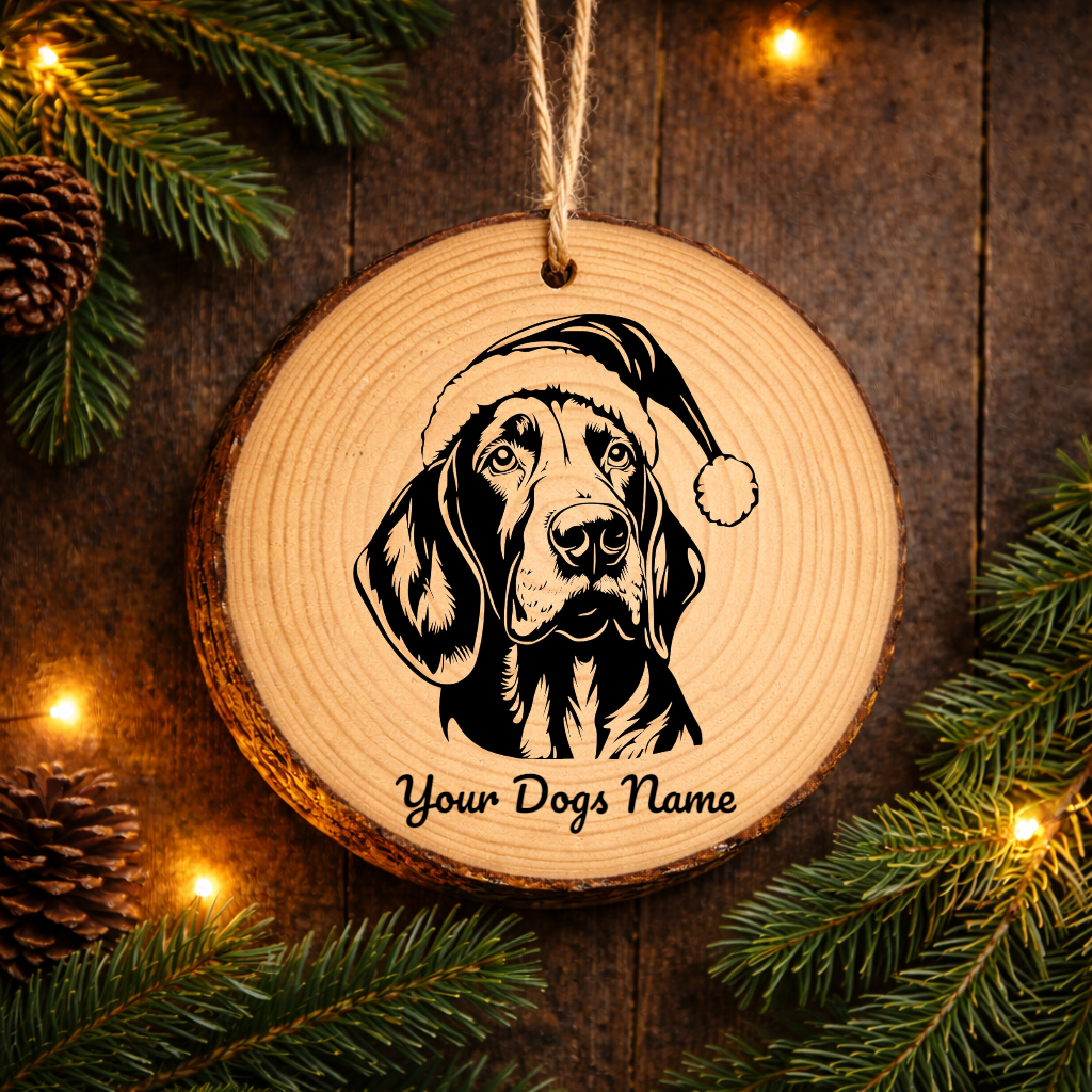Bracco Italiano Santa Hat Dog Rustic Pine Christmas Ornament
