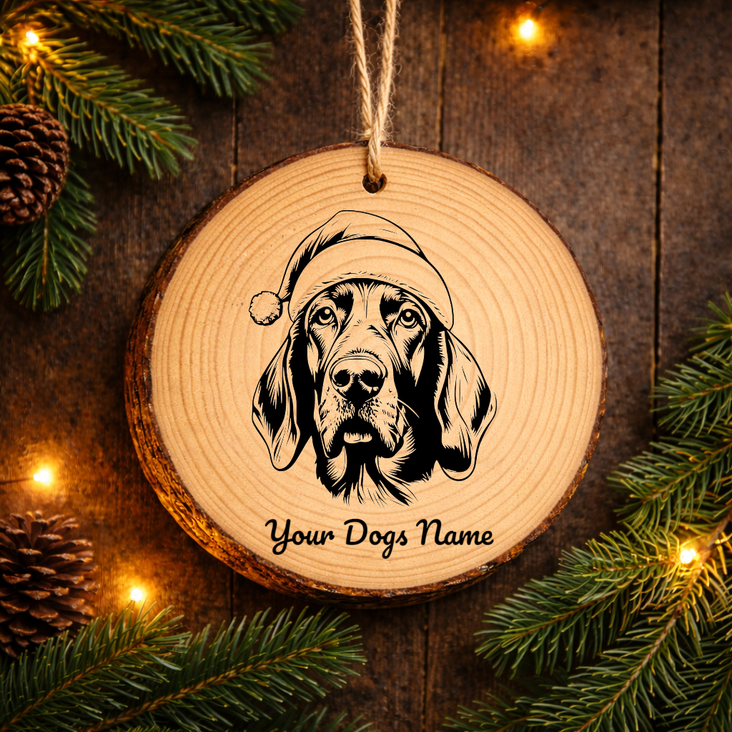 Bracco Italiano Santa Hat Dog Rustic Pine Christmas Ornament