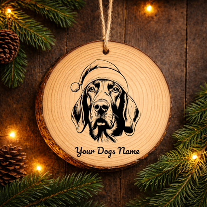 Bracco Italiano Santa Hat Dog Rustic Pine Christmas Ornament