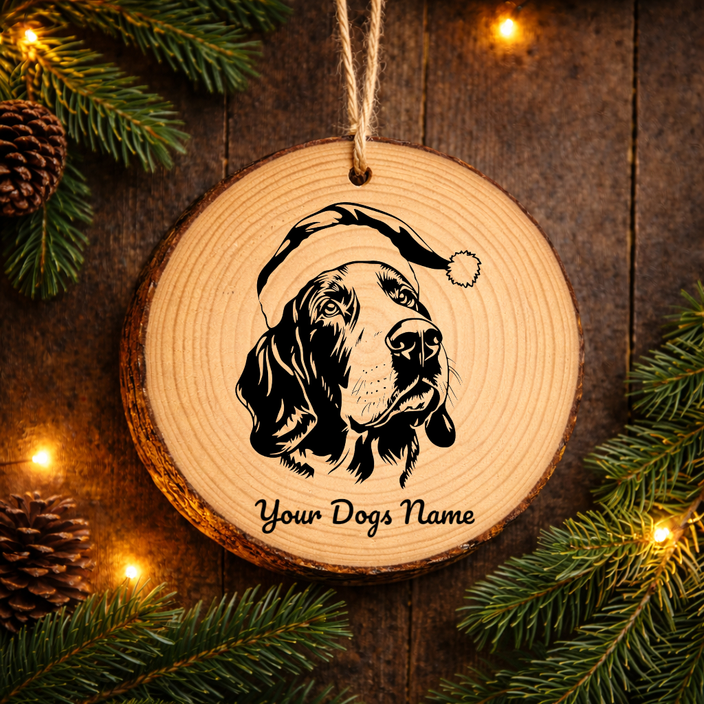 Bracco Italiano Santa Hat Dog Rustic Pine Christmas Ornament