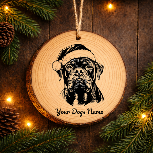 Cane Corso Santa Hat Dog Rustic Pine Christmas Ornament