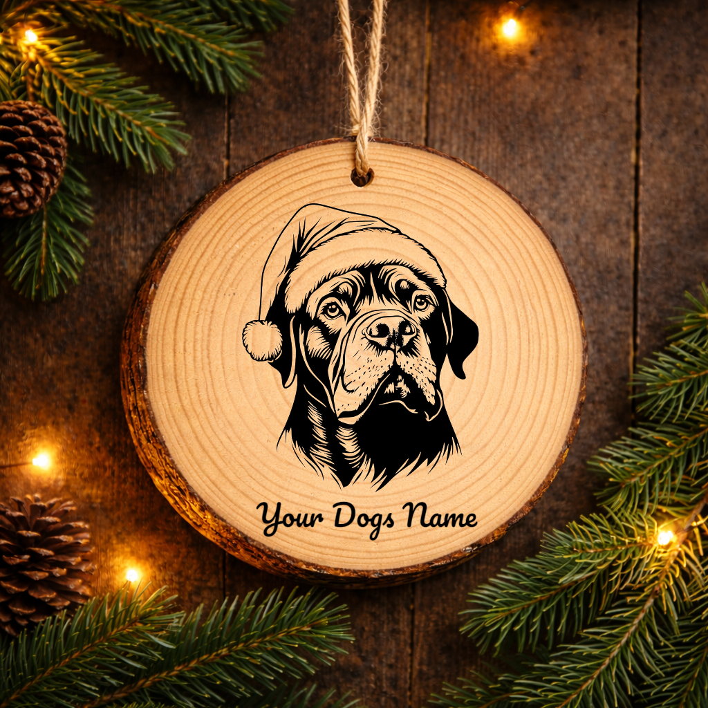 Cane Corso Santa Hat Dog Rustic Pine Christmas Ornament