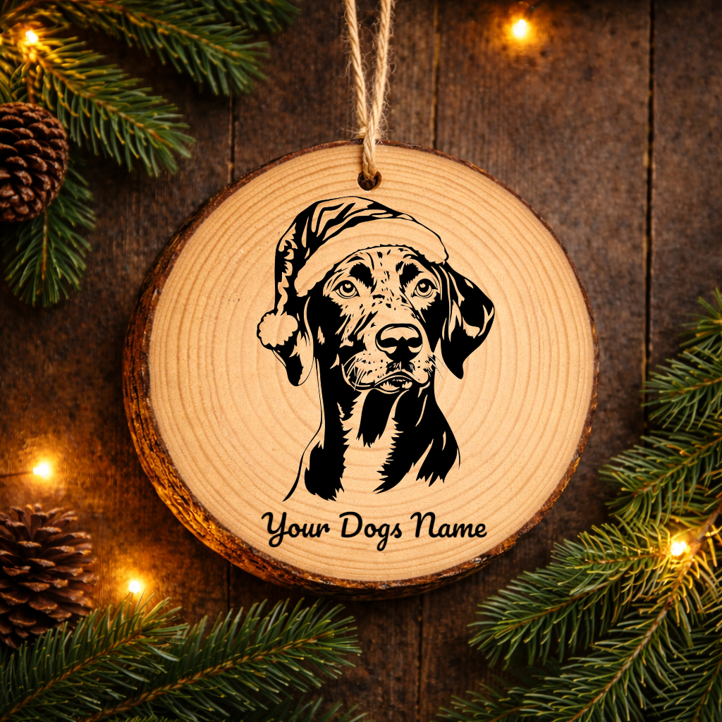Catahoula Leopard Santa Hat Dog Santa Hat Dog Rustic Pine Christmas Ornament