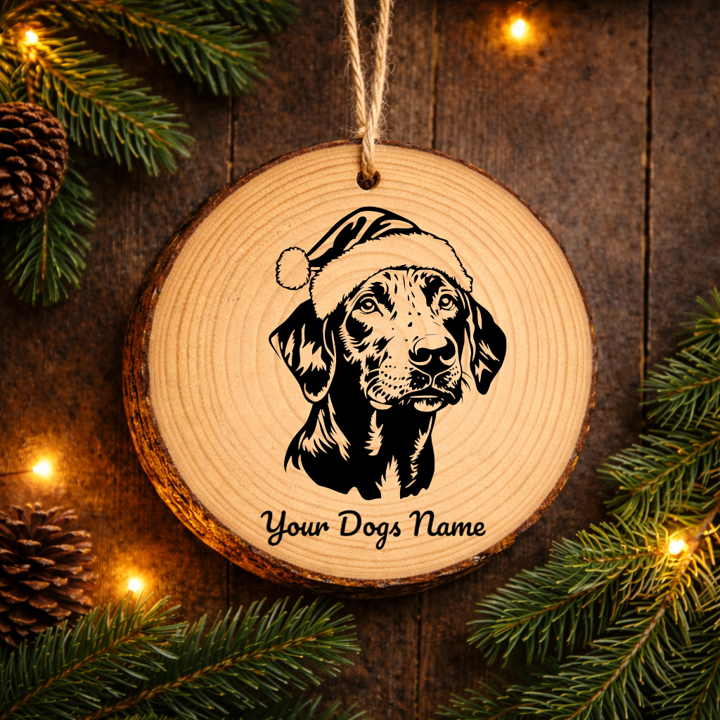 Catahoula Leopard Santa Hat Dog Santa Hat Dog Rustic Pine Christmas Ornament