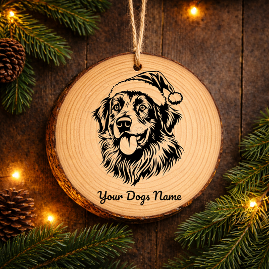 Caucasian Shepherd Santa Hat Dog Santa Hat Dog Rustic Pine Christmas Ornament