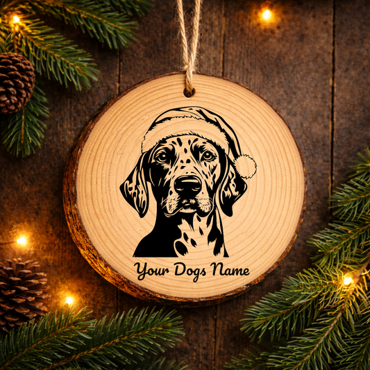 Dalmatian Santa Hat Dog Rustic Pine Christmas Ornament