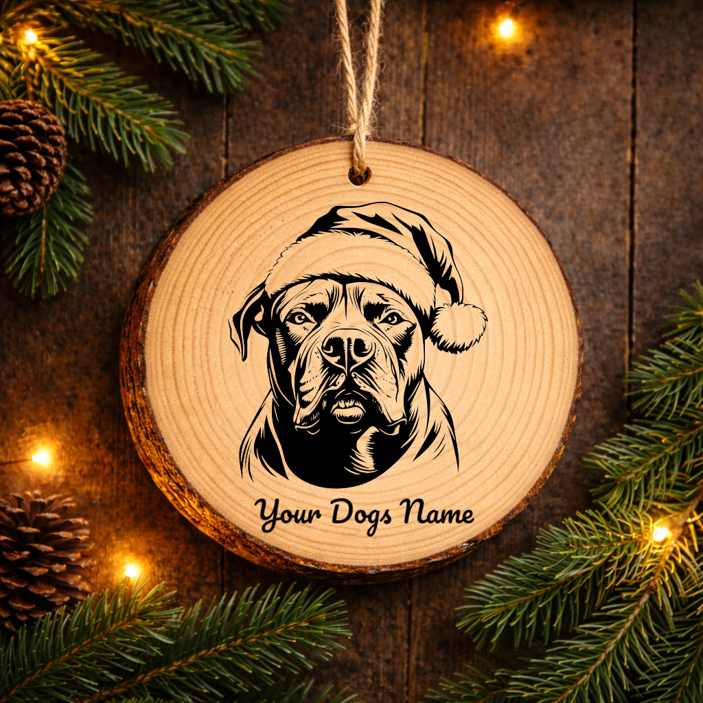 Santa Hat Dogo Argentino Santa Hat Dog Rustic Pine Christmas Ornament
