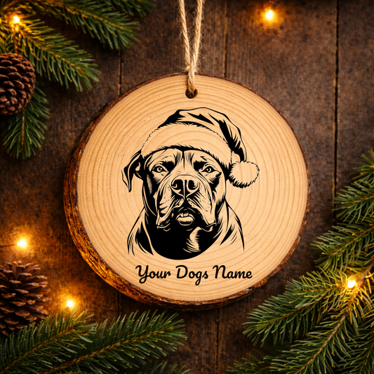 Santa Hat Dogo Argentino Santa Hat Dog Rustic Pine Christmas Ornament